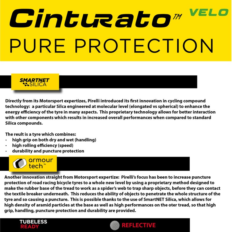 Pirelli Cinturato Velo TLR 35-622 (700 x 35c) Road Bike Tire - Ultimate Protection for Confidence in Harsh Conditions - Versatile Design for Long-Distance Adventures (1 Tire) - Image 4